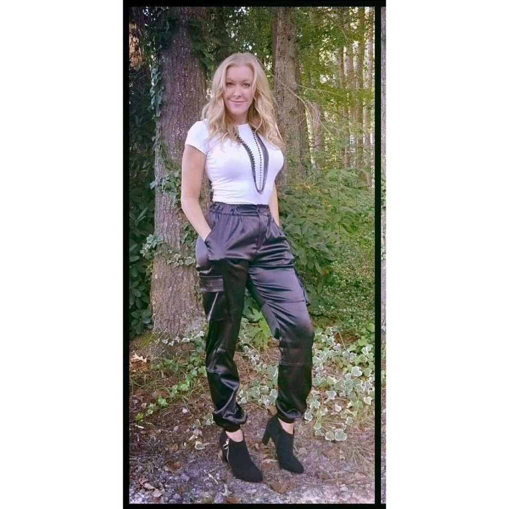 Satin Black Jogger Pants - size small